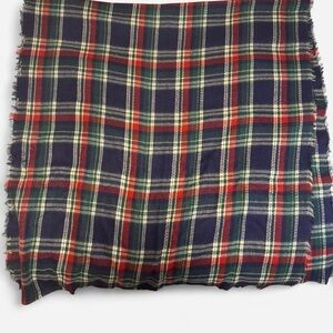 Navy blue and red plaid blanket scarf